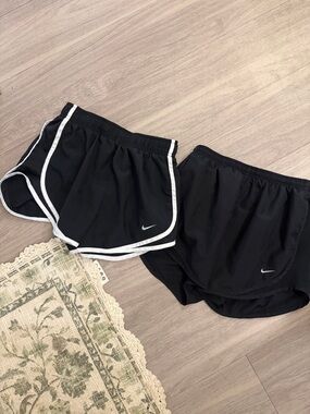 SET- 2 pair of Nike Black Athletic Shorts with White Trim